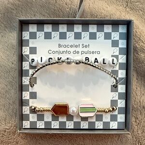 Pickleball Bracelet Set with Gold and Silver NWT